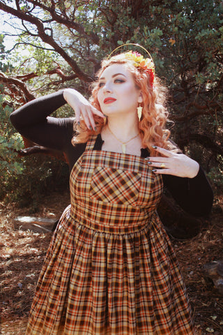 Custom Sized Autumn Plaid Apron Dress