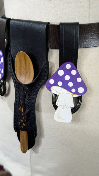 Black Leather Accessory Set with Spoon Holster and Purple Mushroom Skirt Hikes