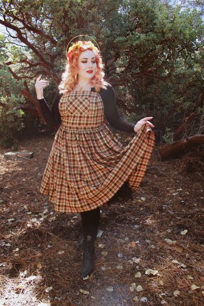 Custom Sized Autumn Plaid Apron Dress