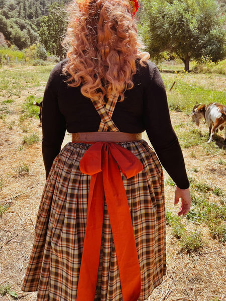 Custom Sized Autumn Plaid Apron Dress