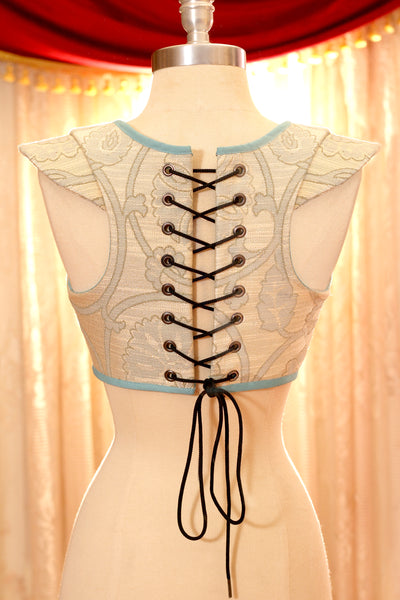 Cream and Blue Fantasy Underbust Harness