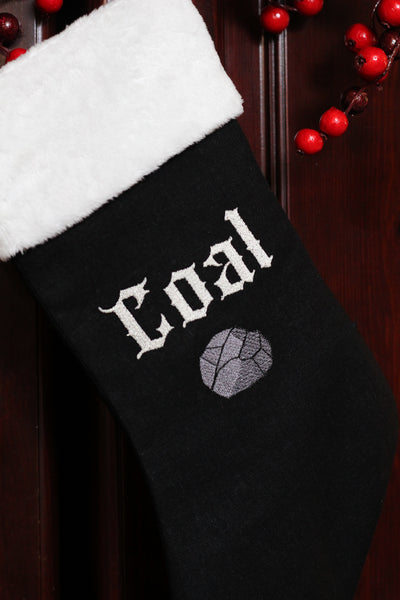 Embroidered Coal Holiday Stocking