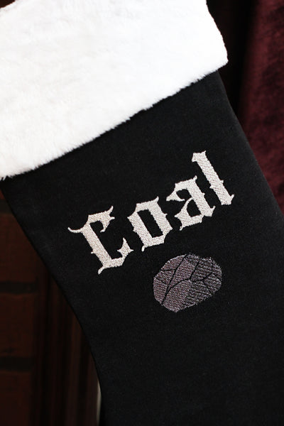 Embroidered Coal Holiday Stocking