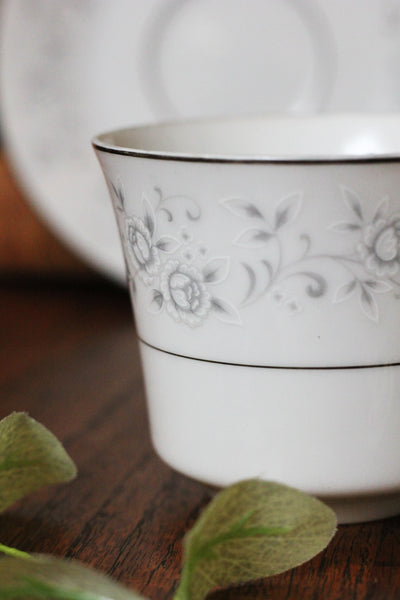 Black Teacup Holster with Platinum Rose Cup and Saucer