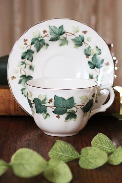 Green Teacup Holster with Ivy Teacup and Saucer