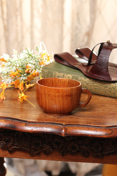 Brown Wood Grain Leather Teacup Holster with Wooden Teacup