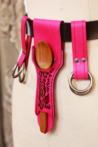 Fuschia Leather Accessory Set with Spoon Holster and Skirt Hikes