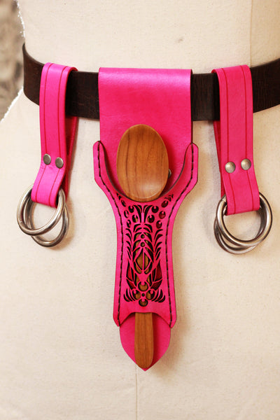 Fuschia Leather Accessory Set with Spoon Holster and Skirt Hikes