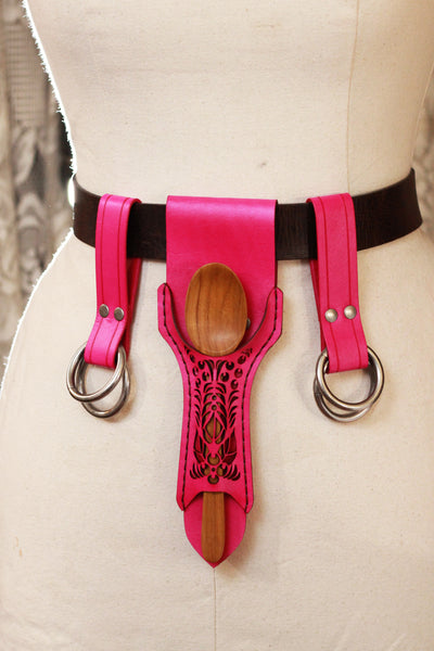 Fuschia Leather Accessory Set with Spoon Holster and Skirt Hikes