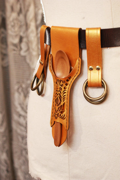 Shiny Gold Leather Accessory Set with Spoon Holster and Skirt Hikes