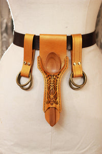 Shiny Gold Leather Accessory Set with Spoon Holster and Skirt Hikes