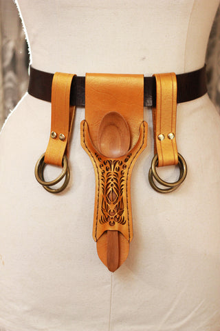 Shiny Gold Leather Accessory Set with Spoon Holster and Skirt Hikes