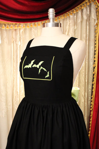 Green Pastel Goth Apron Dress with Glow in the Dark Bats