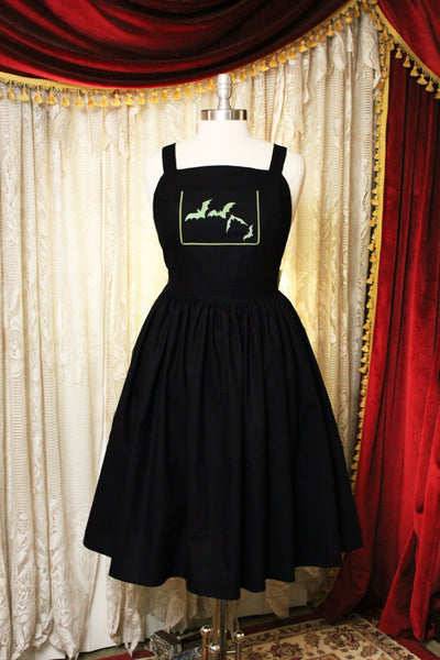 Green Pastel Goth Apron Dress with Glow in the Dark Bats