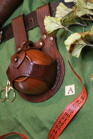 WONKY WARES - Wood Grain Leather Teacup Holster with Wooden Teacup