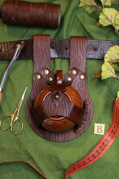 WONKY WARES - Wood Grain Leather Teacup Holster with Wooden Teacup