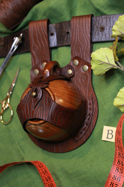 WONKY WARES - Wood Grain Leather Teacup Holster with Wooden Teacup