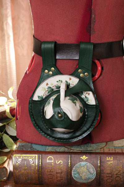 Green Teacup Holster with Ivy Teacup and Saucer