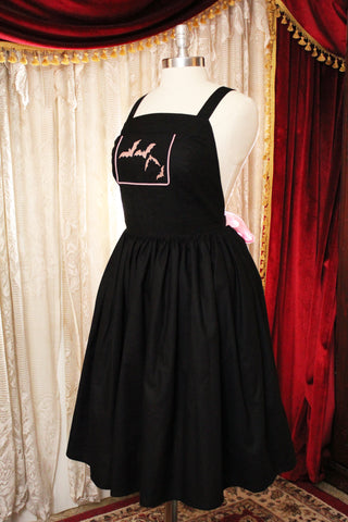 Pink Pastel Goth Apron Dress with Glow in the Dark Bats