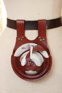 Bordeaux Teacup Holster with Rose Teacup and Saucer