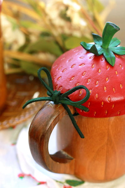 Strawberry Cup Cap with Straw