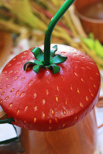 Strawberry Cup Cap with Straw