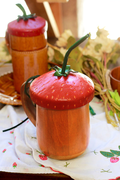 Strawberry Cup Cap with Straw