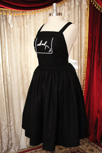 White Goth Apron Dress with Glow in the Dark Bats