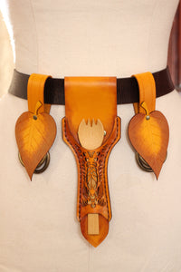 Yellow Distressed Spork and Leaf Hike Accessory Set