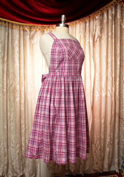 Custom Sized Pink Plaid Apron Dress