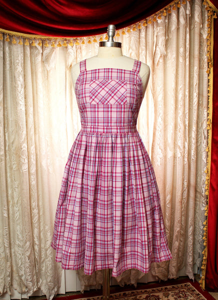 Custom Sized Pink Plaid Apron Dress