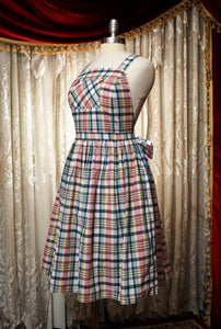 Custom Sized Pastel and Black Plaid Apron Dress