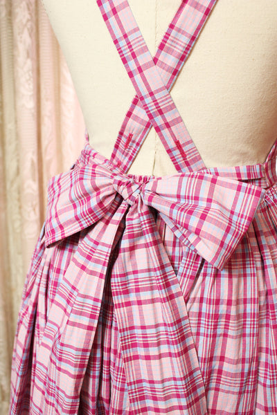 Custom Sized Pink Plaid Apron Dress