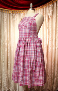 Custom Sized Pink Plaid Apron Dress