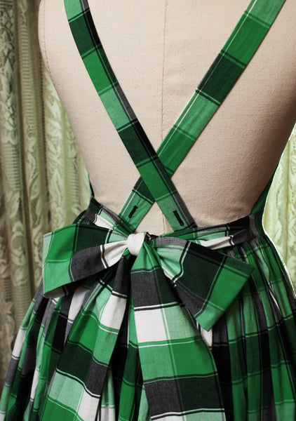 Custom Sized Green Plaid Apron Dress