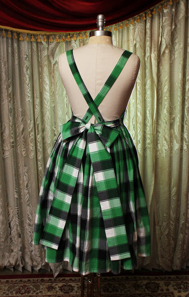 Custom Sized Green Plaid Apron Dress