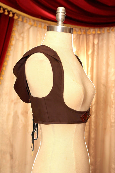 The Thief - Hooded Underbust Corseted Harness in Brown