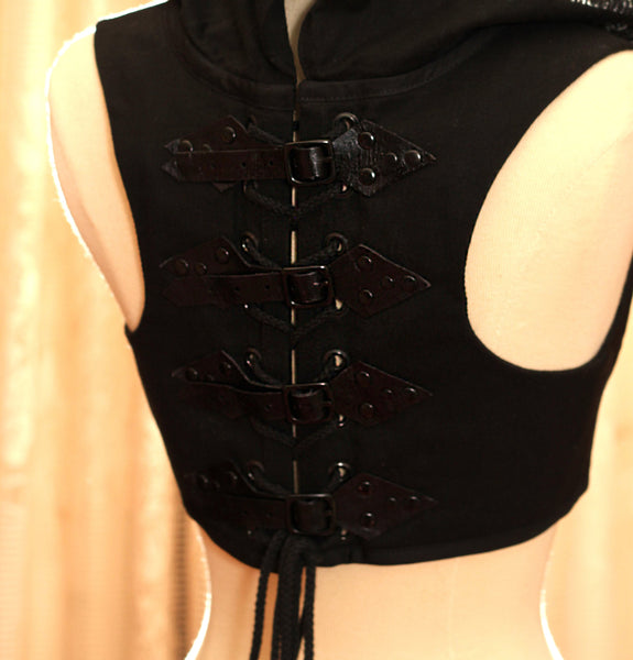 The Shadow - Hooded Corset Underbust Harness in Black